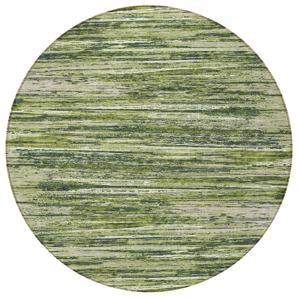 Homeroots 3' Beige Brown Ivory Striped Washable Area Rug - Durable Indoor Outdoor Accent For Any Space 8' Round Polyester 593296