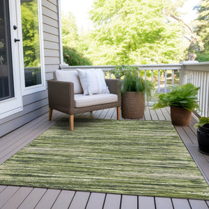 Homeroots 3' Beige Brown Ivory Striped Washable Area Rug - Durable Indoor Outdoor Accent For Any Space 9' X 12' Polyester 593298