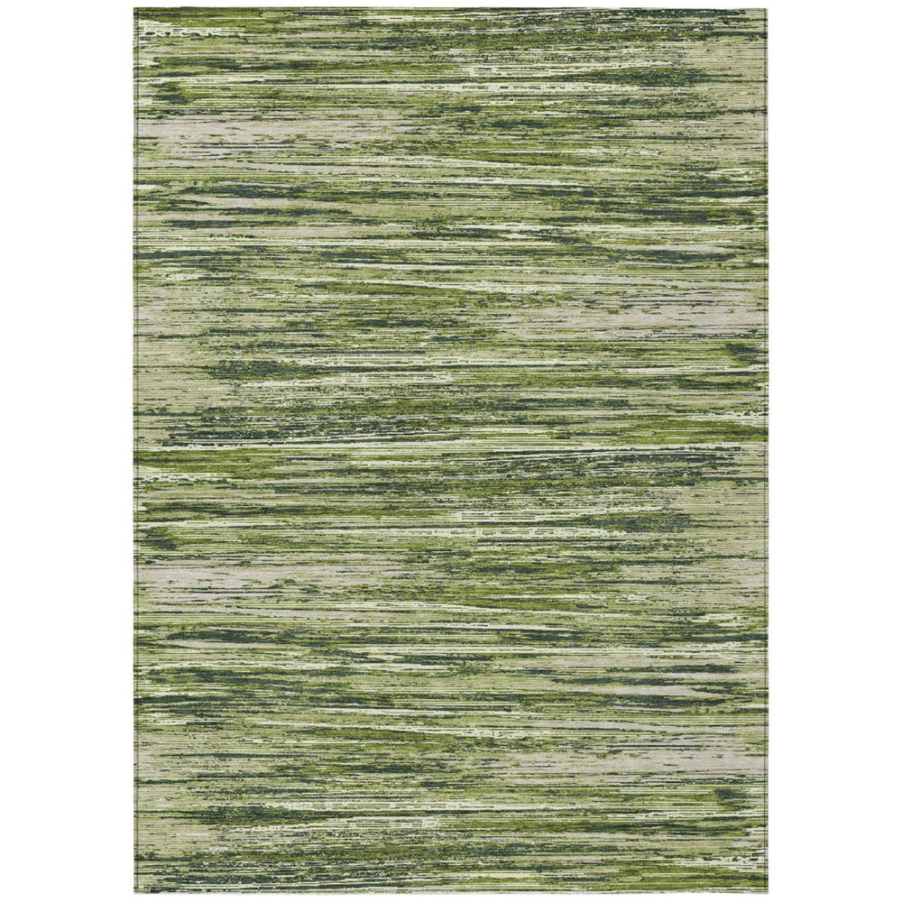 HomeRoots 5' Olive Green and Ivory Striped Area Rug - Durable, Washable, Stylish for Indoor and Outdoor Use 10' X 14' 593299