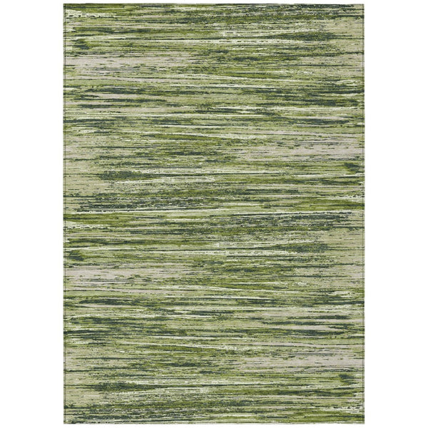 HomeRoots 5' Olive Green and Ivory Striped Area Rug - Durable, Washable, Stylish for Indoor and Outdoor Use 10' X 14' 593299