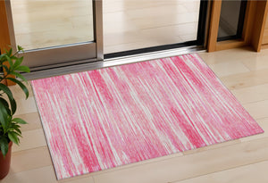 Homeroots 3' Beige Brown Ivory Striped Washable Area Rug - Durable Indoor Outdoor Accent For Any Space 3' X 5' Polyester 593300