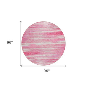 Homeroots 3' Beige Brown Ivory Striped Washable Area Rug - Durable Indoor Outdoor Accent For Any Space 8' Round Polyester 593302