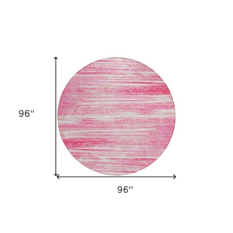 Homeroots 3' Beige Brown Ivory Striped Washable Area Rug - Durable Indoor Outdoor Accent For Any Space 8' Round Polyester 593302