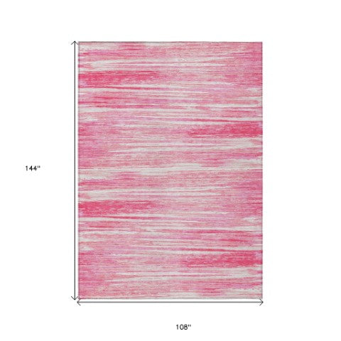 Homeroots 3' Beige Brown Ivory Striped Washable Area Rug - Durable Indoor Outdoor Accent For Any Space 9' X 12' Polyester 593304