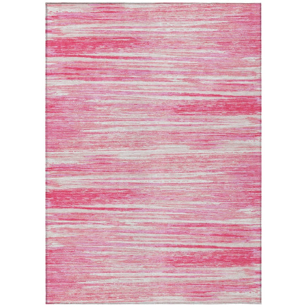 HomeRoots 9' Pink and Ivory Striped Area Rug - Durable, Washable Design for Indoor and Outdoor Spaces 9' X 12' 593304