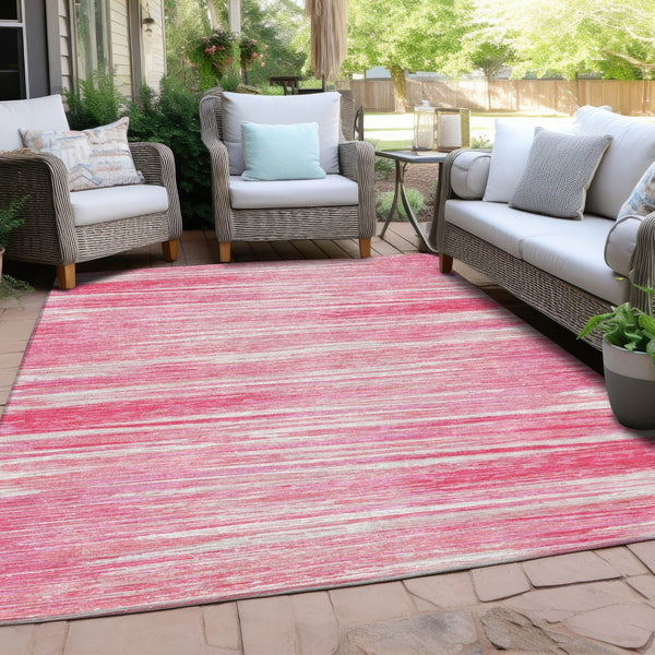 Homeroots 3' Beige Brown Ivory Striped Washable Area Rug - Durable Indoor Outdoor Accent For Any Space 10' X 14' Polyester 593305