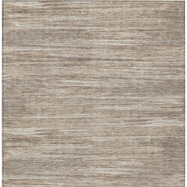 Homeroots 3' Beige Brown Ivory Striped Washable Area Rug - Durable Indoor Outdoor Accent For Any Space 5' X 8' Polyester 593307