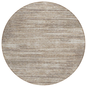HomeRoots 5' Stylish Taupe Gray and Ivory Striped Area Rug - Durable, Washable, Ideal for Indoor & Outdoor Use 8' Round 593308