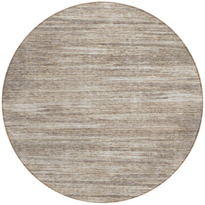 Homeroots 3' Beige Brown Ivory Striped Washable Area Rug - Durable Indoor Outdoor Accent For Any Space 8' Round Polyester 593308