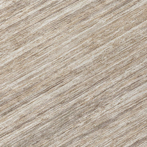 Homeroots 3' Beige Brown Ivory Striped Washable Area Rug - Durable Indoor Outdoor Accent For Any Space 8' Round Polyester 593308
