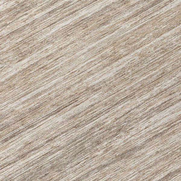 Homeroots 3' Beige Brown Ivory Striped Washable Area Rug - Durable Indoor Outdoor Accent For Any Space 8' Round Polyester 593308