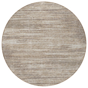 Homeroots 3' Beige Brown Ivory Striped Washable Area Rug - Durable Indoor Outdoor Accent For Any Space 8' Round Polyester 593308