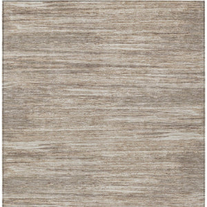 Homeroots 3' Beige Brown Ivory Striped Washable Area Rug - Durable Indoor Outdoor Accent For Any Space 9' X 12' Polyester 593310