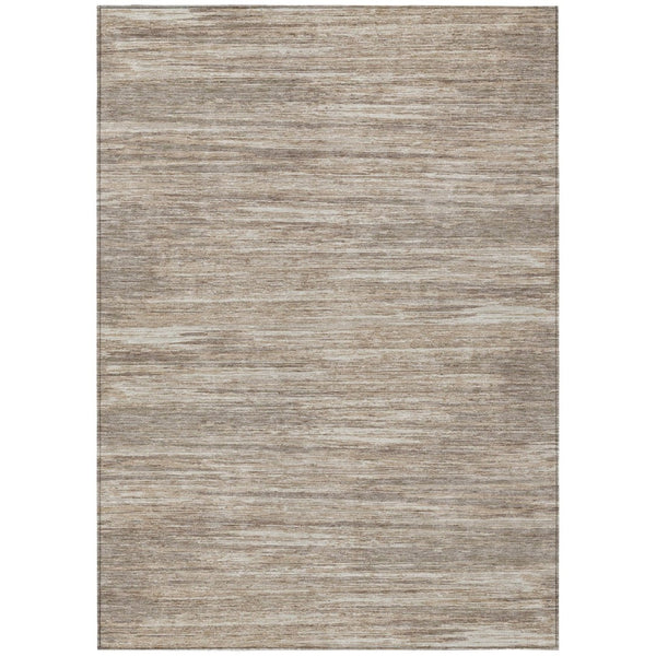HomeRoots 9' Stylish Taupe Gray and Ivory Striped Washable Area Rug for Indoor and Outdoor Use, Easy Care 9' X 12' 593310