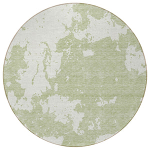 Homeroots 3' Artichoke Green Abstract Washable Indoor Outdoor Area Rug - Stylish, Durable, And Easy To Clean 8' Round Polyester 593314