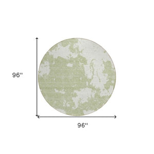 Homeroots 3' Artichoke Green Abstract Washable Indoor Outdoor Area Rug - Stylish, Durable, And Easy To Clean 8' Round Polyester 593314