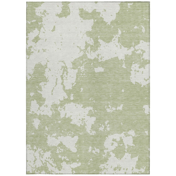 Homeroots 3' Artichoke Green Abstract Washable Indoor Outdoor Area Rug - Stylish, Durable, And Easy To Clean 8' X 10' Polyester 593315