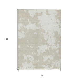 Homeroots 3' Artichoke Green Abstract Washable Indoor Outdoor Area Rug - Stylish, Durable, And Easy To Clean 5' X 8' Polyester 593319