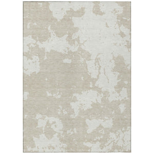 HomeRoots 5' Stylish Beige and Ivory Abstract Area Rug - Durable, Washable, Perfect for Indoor or Outdoor Spaces 8' X 10' 593321