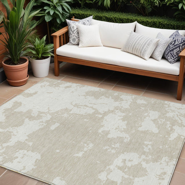 Homeroots 3' Artichoke Green Abstract Washable Indoor Outdoor Area Rug - Stylish, Durable, And Easy To Clean 9' X 12' Polyester 593322