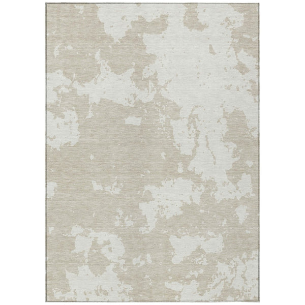 HomeRoots 9' Beige and Ivory Abstract Area Rug - Stylish, Durable, Washable for Indoor and Outdoor Spaces 9' X 12' 593322