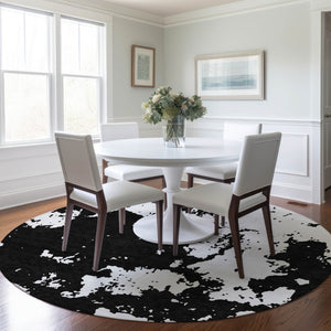 Homeroots 3' Artichoke Green Abstract Washable Indoor Outdoor Area Rug - Stylish, Durable, And Easy To Clean 8' Round Polyester 593326