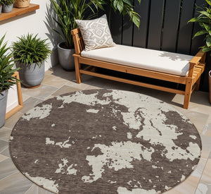 Homeroots 3' Artichoke Green Abstract Washable Indoor Outdoor Area Rug - Stylish, Durable, And Easy To Clean 8' Round Polyester 593332