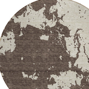 Homeroots 3' Artichoke Green Abstract Washable Indoor Outdoor Area Rug - Stylish, Durable, And Easy To Clean 8' Round Polyester 593332