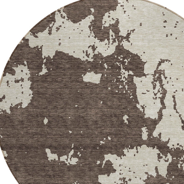 Homeroots 3' Artichoke Green Abstract Washable Indoor Outdoor Area Rug - Stylish, Durable, And Easy To Clean 8' Round Polyester 593332