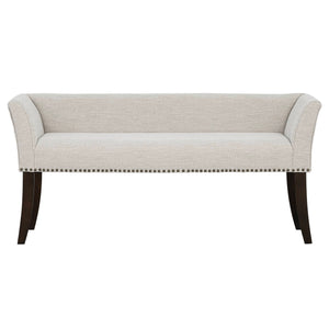 English Elm Welburn Upholstered Bench with Solid Wood Frame and Foam Seat, Stylish Mid-Century Design, Durable Upholstery Cream 50.25 L x 21 W x 12.75 H B035P341162