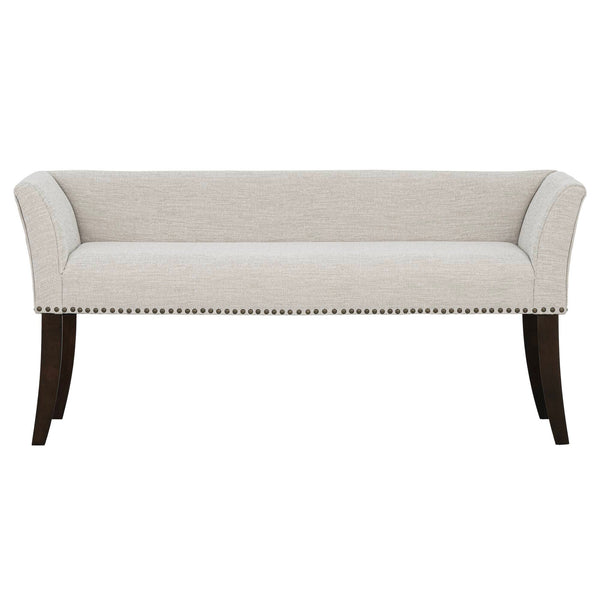 English Elm Welburn Upholstered Bench with Solid Wood Frame and Foam Seat, Stylish Mid-Century Design, Durable Upholstery Cream 50.25 L x 21 W x 12.75 H B035P341162