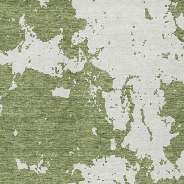 Homeroots 3' Artichoke Green Abstract Washable Indoor Outdoor Area Rug - Stylish, Durable, And Easy To Clean 3' X 5' Polyester 593336