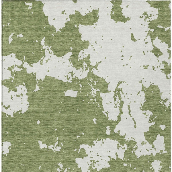 Homeroots 3' Artichoke Green Abstract Washable Indoor Outdoor Area Rug - Stylish, Durable, And Easy To Clean 5' X 8' Polyester 593337