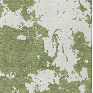 Homeroots 3' Artichoke Green Abstract Washable Indoor Outdoor Area Rug - Stylish, Durable, And Easy To Clean 5' X 8' Polyester 593337