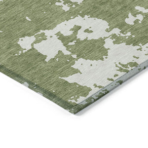Homeroots 3' Artichoke Green Abstract Washable Indoor Outdoor Area Rug - Stylish, Durable, And Easy To Clean 8' X 10' Polyester 593339