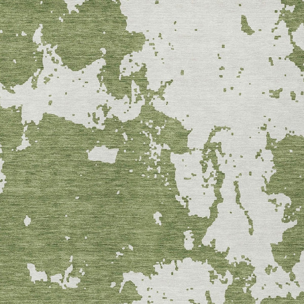 Homeroots 3' Artichoke Green Abstract Washable Indoor Outdoor Area Rug - Stylish, Durable, And Easy To Clean 8' X 10' Polyester 593339