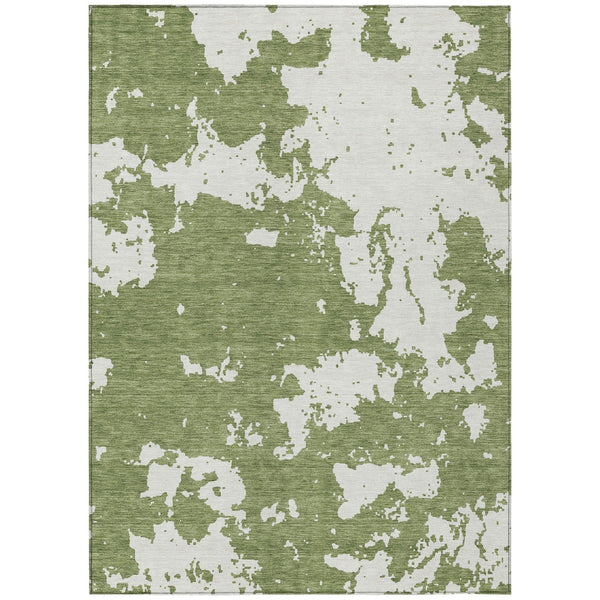 Homeroots 3' Artichoke Green Abstract Washable Indoor Outdoor Area Rug - Stylish, Durable, And Easy To Clean 9' X 12' Polyester 593340