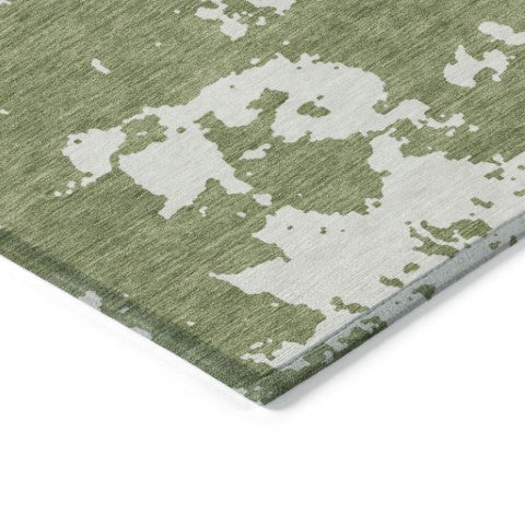 Homeroots 3' Artichoke Green Abstract Washable Indoor Outdoor Area Rug - Stylish, Durable, And Easy To Clean 9' X 12' Polyester 593340