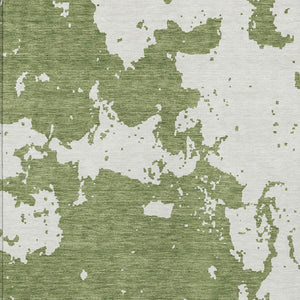 Homeroots 3' Artichoke Green Abstract Washable Indoor Outdoor Area Rug - Stylish, Durable, And Easy To Clean 10' X 14' Polyester 593341