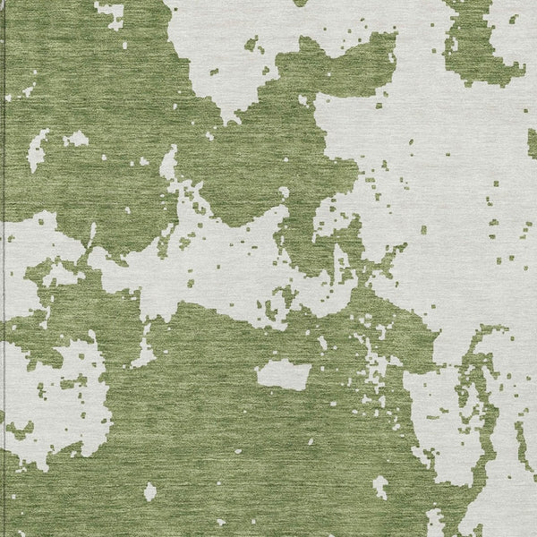 Homeroots 3' Artichoke Green Abstract Washable Indoor Outdoor Area Rug - Stylish, Durable, And Easy To Clean 10' X 14' Polyester 593341