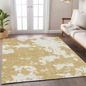 Homeroots 3' Artichoke Green Abstract Washable Indoor Outdoor Area Rug - Stylish, Durable, And Easy To Clean 10' X 14' Polyester 593347