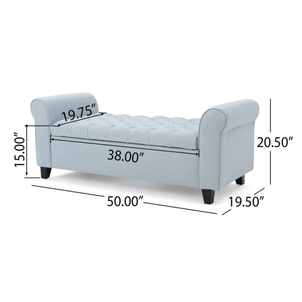 English Elm Ottomans Tufted Storage Bench with Rolled Arms for Living Room or Bedroom Entryway 59335.00LSKY