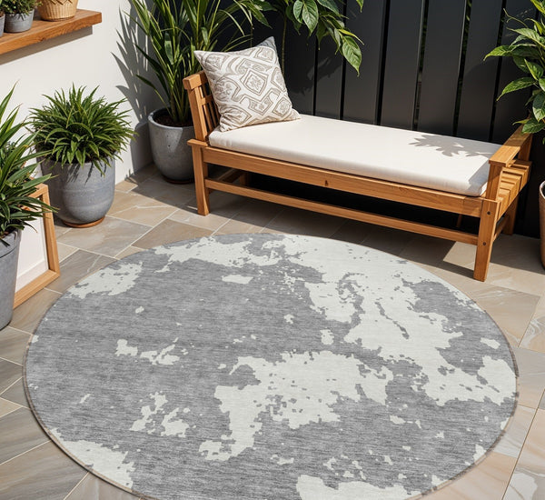 Homeroots 3' Artichoke Green Abstract Washable Indoor Outdoor Area Rug - Stylish, Durable, And Easy To Clean 8' Round Polyester 593350