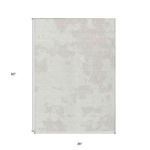 Homeroots 3' Artichoke Green Abstract Washable Indoor Outdoor Area Rug - Stylish, Durable, And Easy To Clean 3' X 5' Polyester 593354