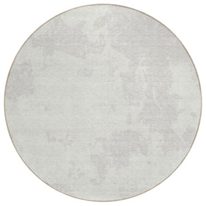 HomeRoots 5' Abstract Ivory and Gray Washable Rug - Versatile Indoor/Outdoor Durable Design for Any Space 8' Round 593356
