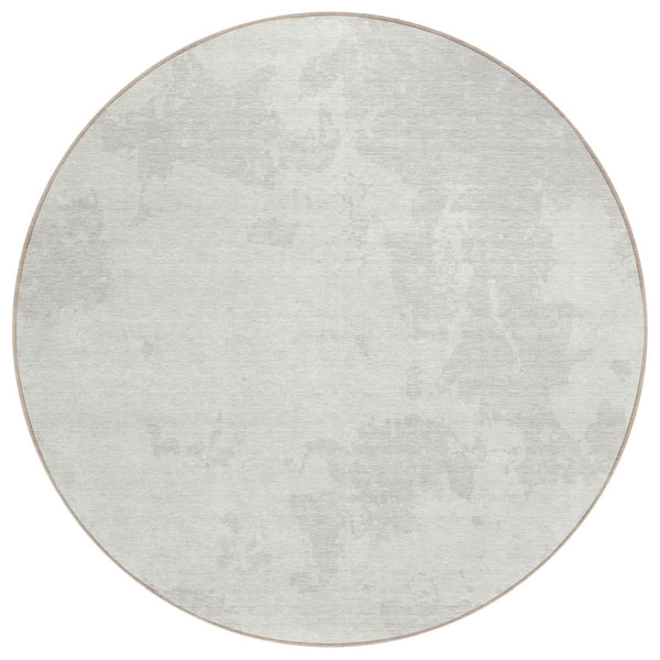 HomeRoots 5' Abstract Ivory and Gray Washable Rug - Versatile Indoor/Outdoor Durable Design for Any Space 8' Round 593356