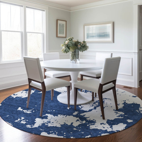 Homeroots 3' Artichoke Green Abstract Washable Indoor Outdoor Area Rug - Stylish, Durable, And Easy To Clean 8' Round Polyester 593362