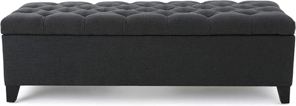 English Elm Glouster Tufted Storage Ottoman Wide Diamond Stitch Upholstered Living Room Bench 59337.00DGY