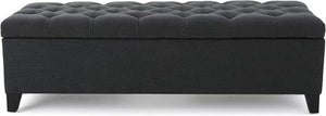 English Elm Glouster Tufted Storage Ottoman Wide Diamond Stitch Upholstered Living Room Bench 59337.00DGY