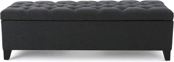 English Elm Glouster Tufted Storage Ottoman Wide Diamond Stitch Upholstered Living Room Bench 59337.00DGY